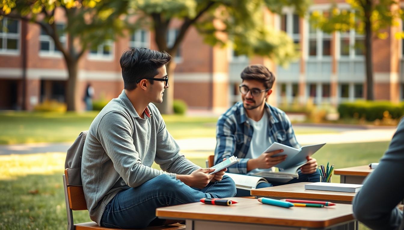 Student using a study guide to organize academic notes